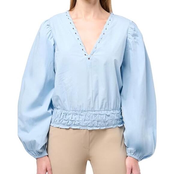 RAMY BROOK Top NEW Size XXS Elisa Blouse Light Blue $325 Puff Sleeves - Picture 1 of 5